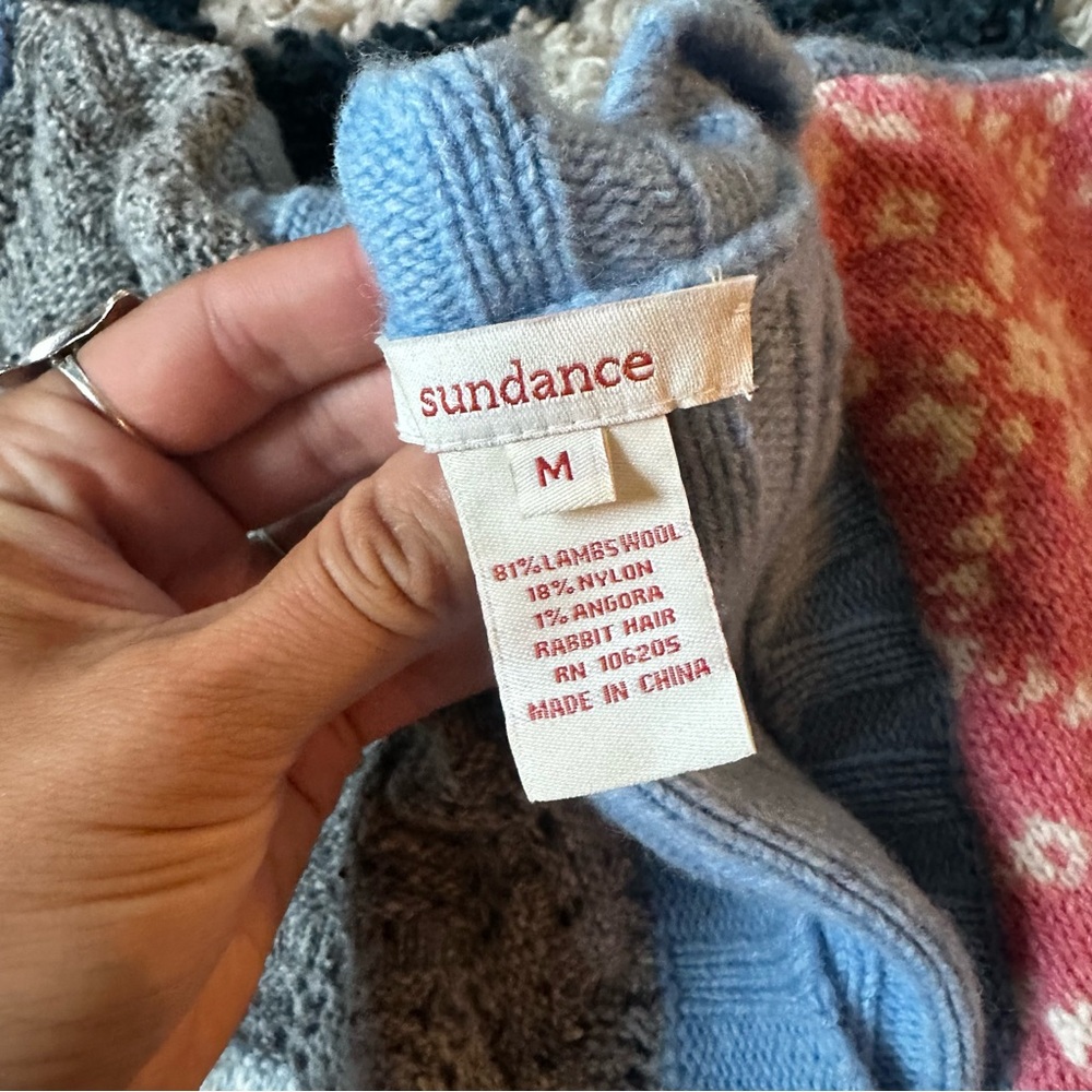 Sundance Patchwork Lambswool Cardigan Sweater - image 2